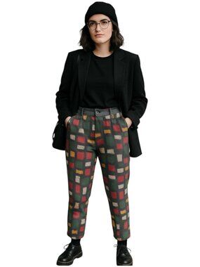 Anthropologie The Odells Multicolor Low Rise Y2K Windowpane Pants Womens Small